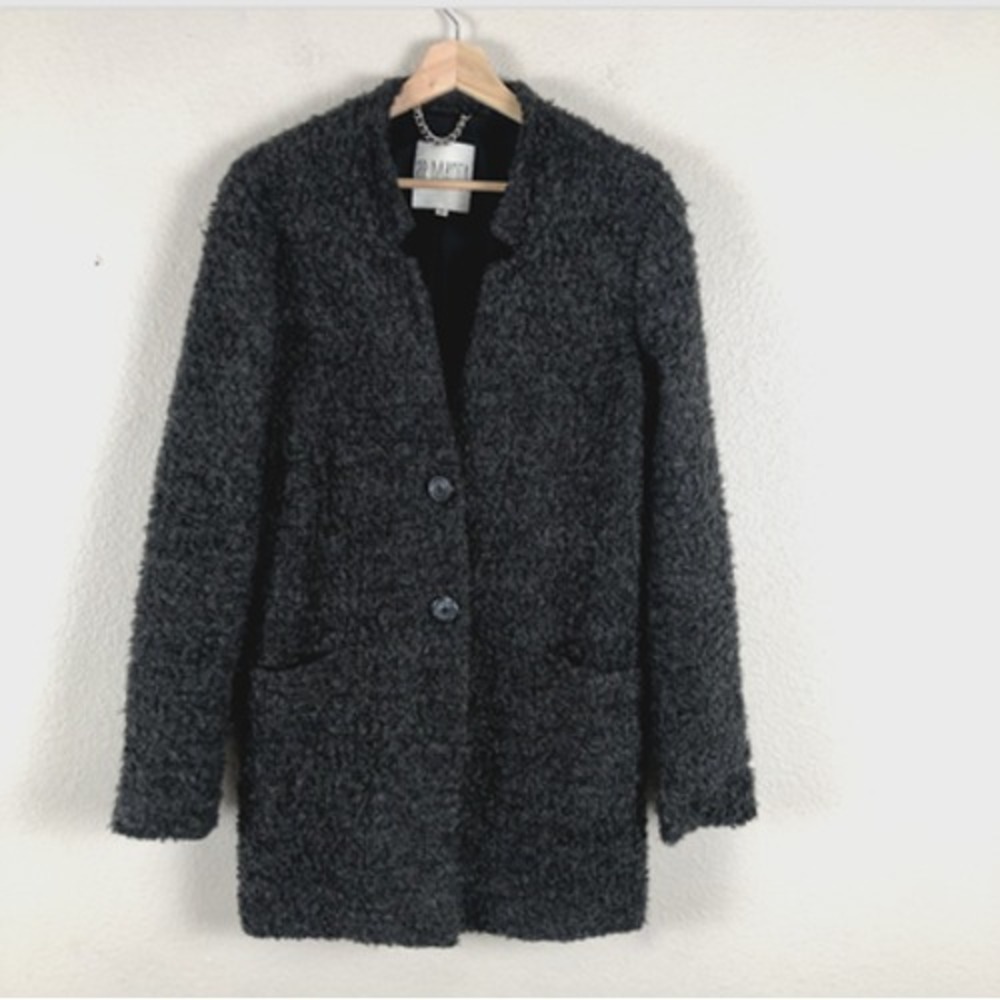 BB Dakota Bouclé Textured Coat Jacket Women M Grey Quiet Luxury Casual Elegant